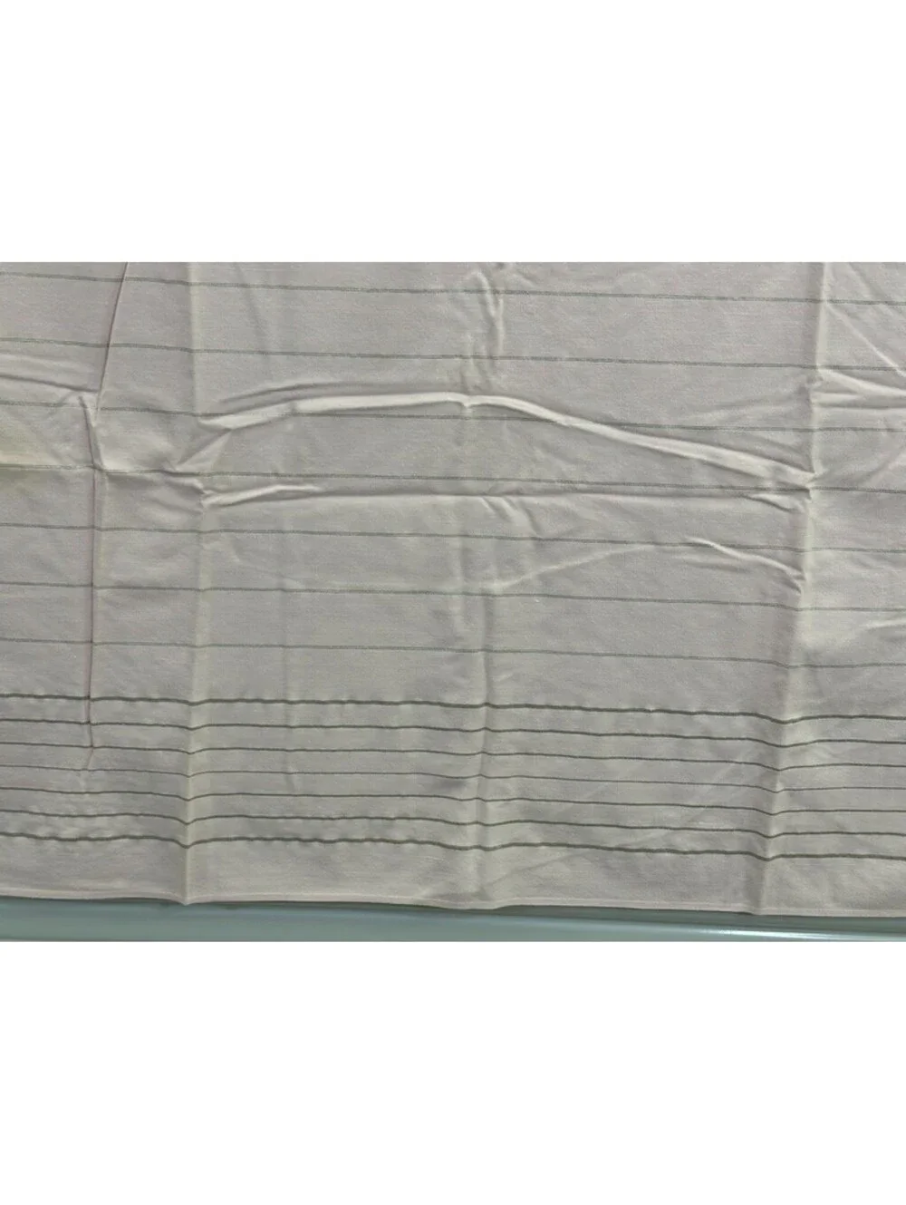 Pink Silver Striped Vintage Tablecloth Topper 7 Napkins